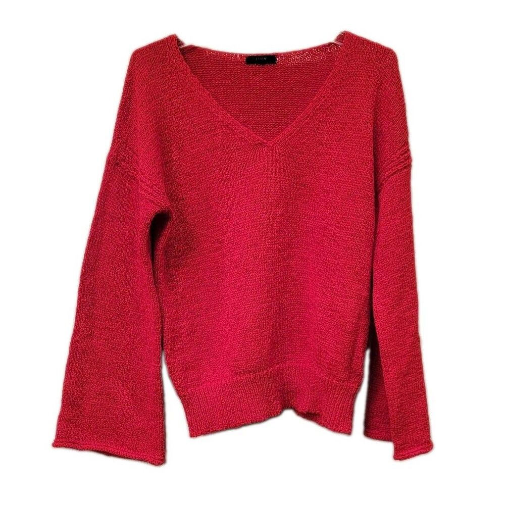 J.Crew Flared Sleeve Knit Sweater Orange Size L Preppy See Discription
